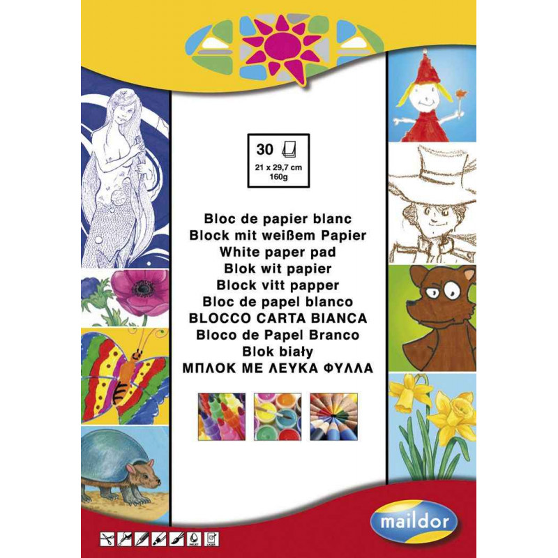 3065500265080 - BLOC PEINTURE BLANC A4 160G 30F