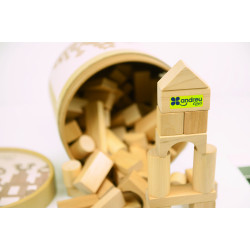 8416040161014 - BLOCS EN BOIS NATUREL 100 PIÉCES