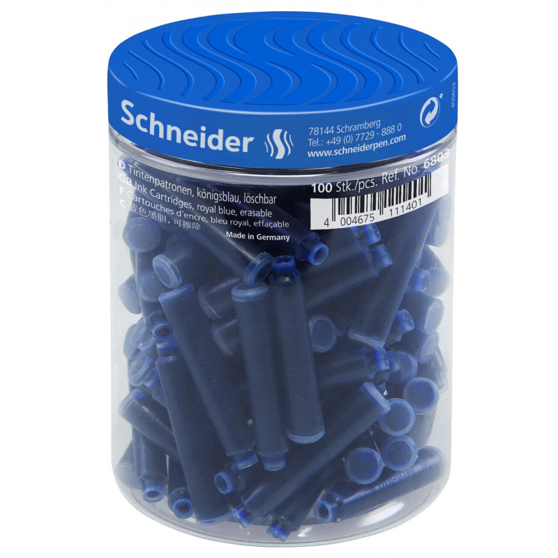 4004675111401 - POT 100 CARTOUCHES ENCRE COURTES BLEU